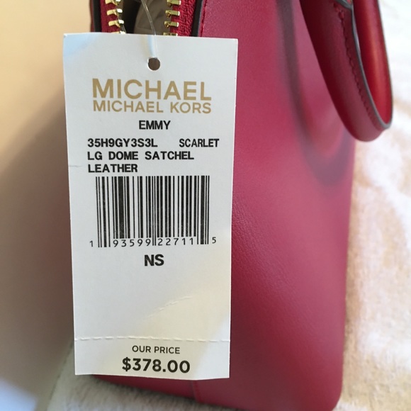 Leather Dome Satchel w/Shoulder Strap, Scarlet, Michael Kors size Large - Picture 8 of 16